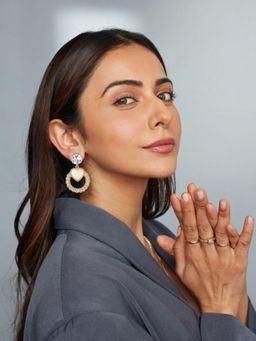 Accessher - Women Gold Plated Heart Design Drop Earrings