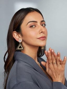 Accessher - Women Gold Plated Triangle Drop Earrings