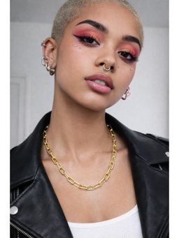 Niska - Women 18K Gold Plated Modern Link and Rope Style Necklace