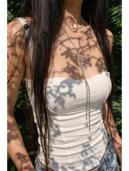 Niska - Women Silver Plated Pearl Long Necklace