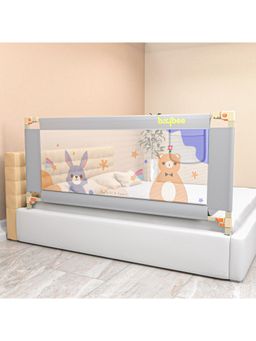 BAYBEE - Light Grey Baby Bed Rail Guard For Baby Safety With 28 Height Adjustable