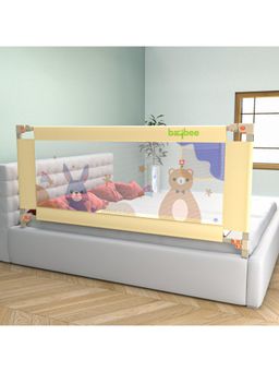 BAYBEE - Beige Baby Bed Rail Guard For Baby Safety With 28 Height Adjustable