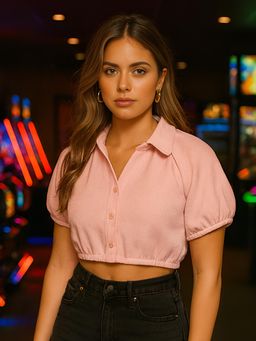 Don’t be basic - Pink Solid Crop Top