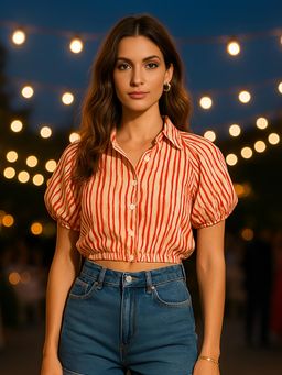 Don’t be basic - Cream Stripes Crop Top