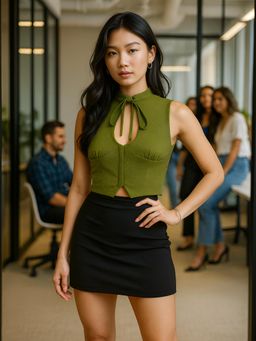 Don’t be basic - Olive Solid Crop Top