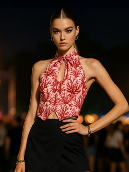 Don’t be basic - Red Printed Crop Top