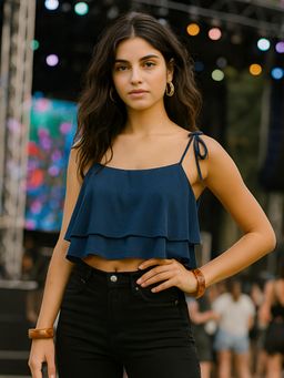 Don’t be basic - Navy Blue Solid Crop Top
