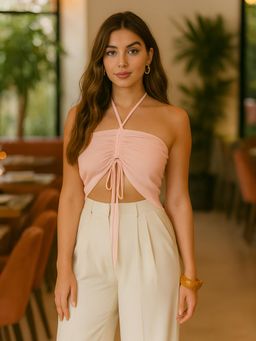 Don’t be basic - Pink Solid Crop Top