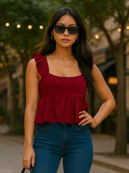 Don’t be basic - Maroon Solid Crop Top