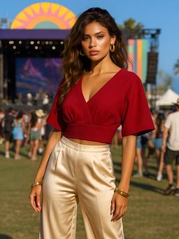 Don’t be basic - Maroon Solid Crop Top
