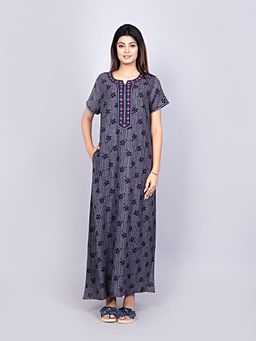 evolove - Blue Other Regular Printed Night Gown