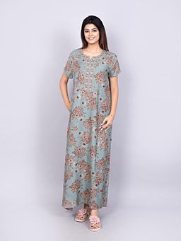 evolove - Green Other Regular Printed Night Gown