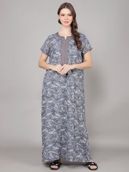evolove - Grey Other Regular Printed Night Gown