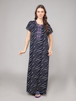 evolove - Blue Other Regular Printed Night Gown