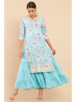 Soch - Women Blue Floral Printed Kurta