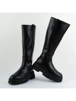 London Rag - Black Chunky Platform Knee Length Boots