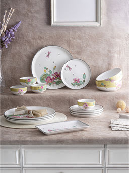 Trovea's - White Dragonfly Bloom Porcelain 15 Pcs Dinner Set