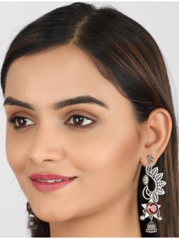 STUDIO B40 - Womens Kundan Red Jhumka