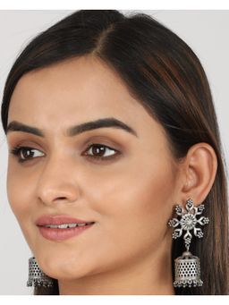 STUDIO B40 - Womens Oxidised Silver Jhumka