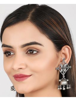 STUDIO B40 - Womens Oxidised Silver Jhumka