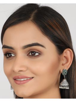 STUDIO B40 - Womens Kundan Green Jhumka