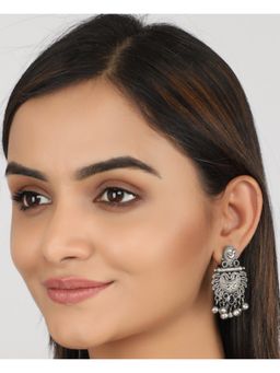 STUDIO B40 - Womens Kundan Navy Blue Drops Earrings