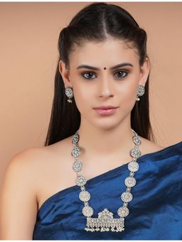 STUDIO B40 - Womens Oxidised Silver Necklace with Earrings