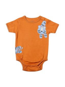 My Milestones - 100% Cotton Half Sleeves Tiger Printed Onesie - Orange