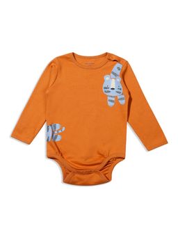 My Milestones - 100% Cotton Full Sleeves Tiger Onesie - Orange