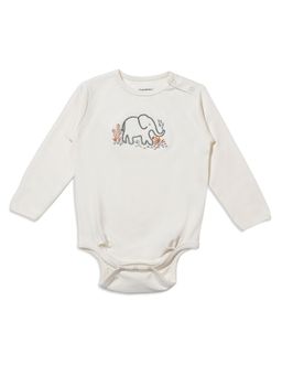 My Milestones - 100% Cotton Full Sleeves Elephant Onesie - Cream