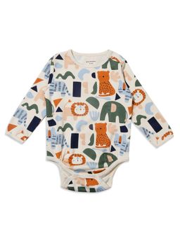 My Milestones - 100% Cotton Full Sleeves Animals Onesie - Cream
