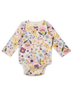 My Milestones - 100% Cotton Full Sleeves Floral Onesie - Cream