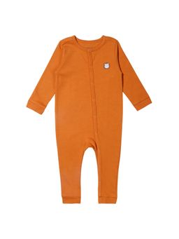 My Milestones - 100% Cotton Full Sleeves Lion Romper - Orange