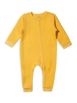 My Milestones - 100% Cotton Full Sleeves Quilted Solid Romper - Yellow