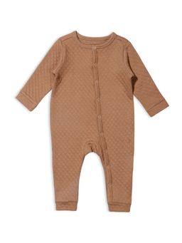 My Milestones - 100% Cotton Full Sleeves Quilted Solid Romper - Brown