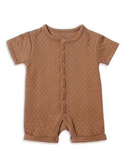 My Milestones - 100% Cotton Half Sleeves Quilted Solid Romper - Brown