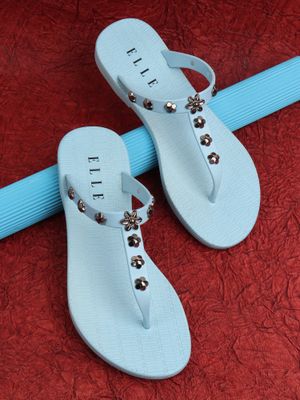 Buy ELLE Blue Women Slip On Flipflops Online
