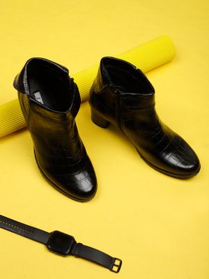 Buy ELLE Black Women Zip Casual Boots Online