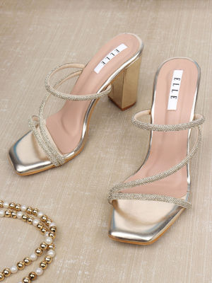 ELLE Gold Women Slip On Sandals (EURO 41)