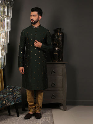 Green Kurta Jacquard Chudidar main image 1