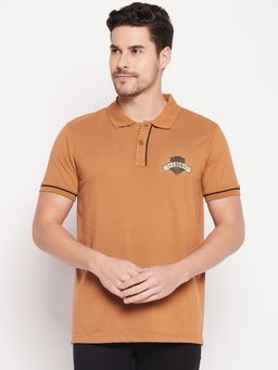 Club York - Men Brown Printed Polo Collar T-shirt