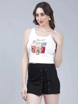 ANNY - Women White Sweet Summer Ribbed Tank Top