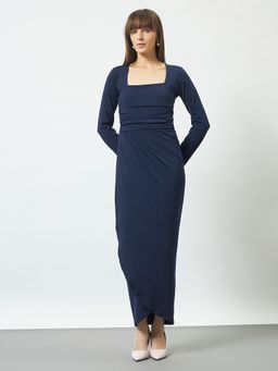 Trend Arrest - Women Wrap Around Navy Blue Dress