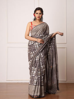 Mayurie - Rana Kashish Dabu Print Cotton Saree with Unstitched Blouse