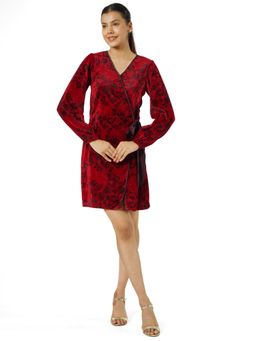 Taurus - Red Printed Velvet Dress