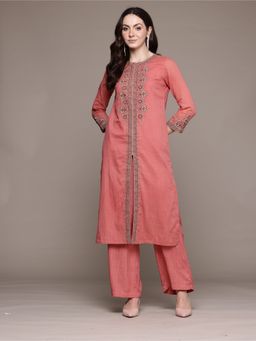 Ritu Kumar - Peach Essential-Daksha Kurta with Palazzo (Set of 2)