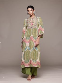 Ritu Kumar - Green Rubani Print Kurta with Palazzo (Set of 2)
