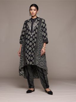 Ritu Kumar - Black Saatchi Kurta with Pant (Set of 2)