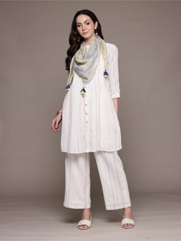 Ritu Kumar - Off White Apeksha Kurta with Pant and Dupatta (Set of 3)