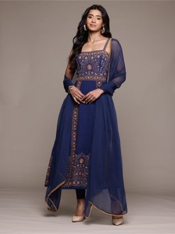 Ritu Kumar - Blue Dharohar Kurta with Churidar and Dupatta (Set of 3)
